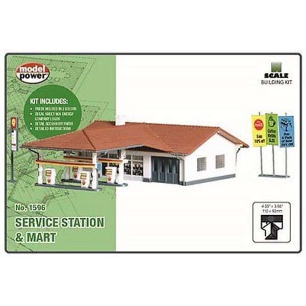 Model Power Model Power MDP1596 N Scale Service Station & Mart Building Kit MDP1596